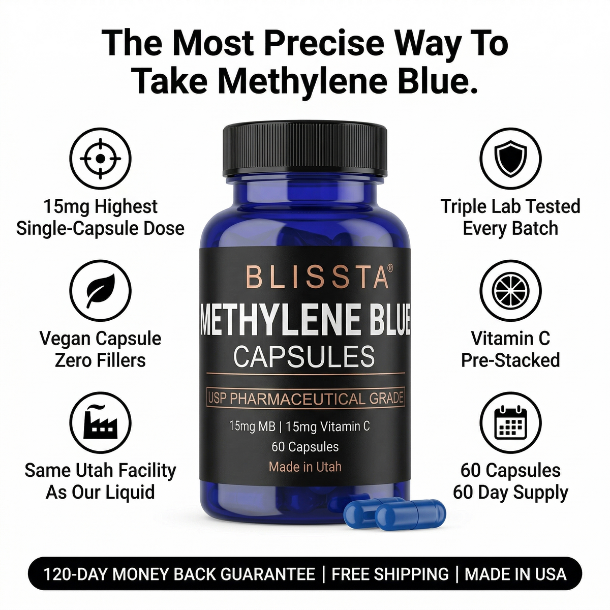 Blissta® USP Grade Methylene Blue Capsules